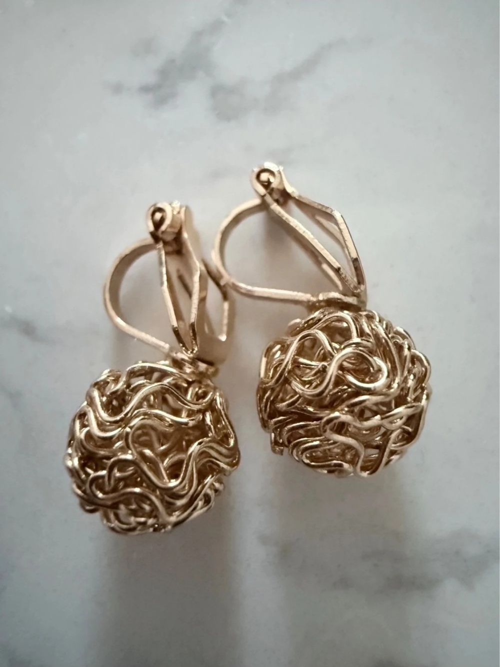 Gold Filigree Ball Drop Earrings - Women Jewelry
